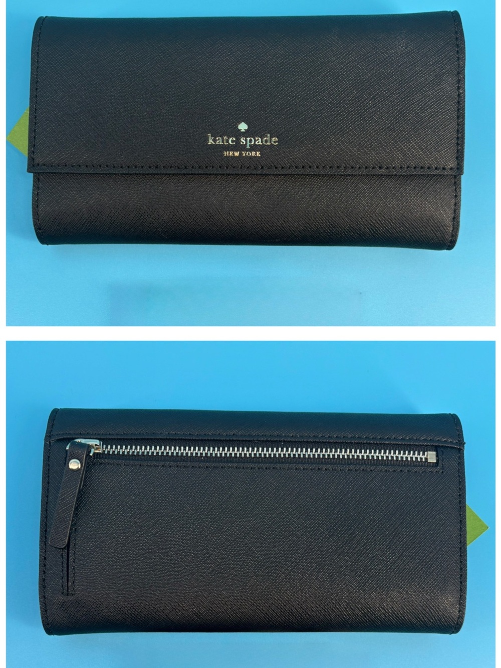 kate spade Black Leather Logo Continental Wallet